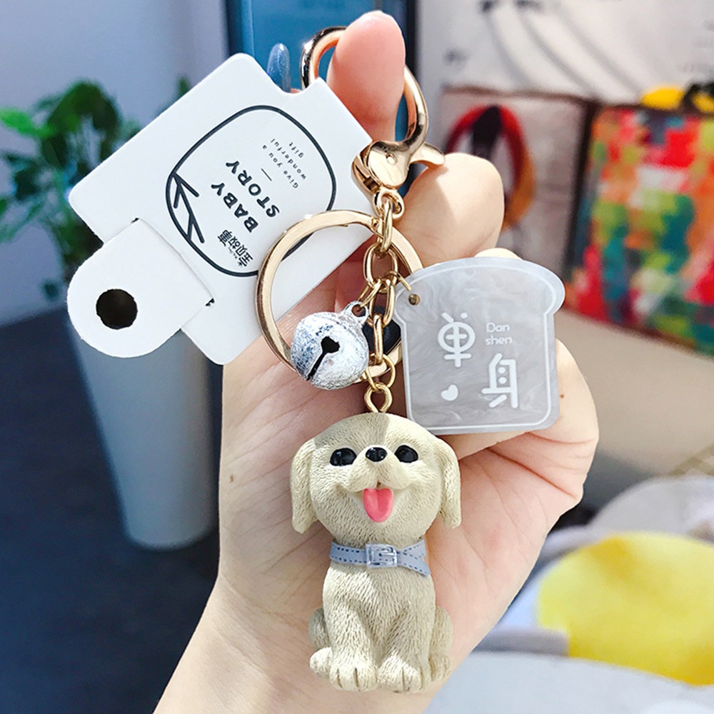 Simulation Dog Keychain Bichon Frise Schnauzer Pet Key Chains Holder Purse For Women Car Keyring Bag Pendant Jewelry Fine:  Labrador