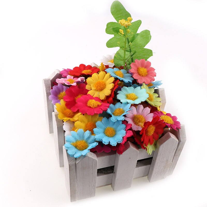 100pc/ erä 2.5cm mini päivänkakkara koriste kukka keinotekoiset silkkikukat juhla häät sisustus (ilman varsia) halvempaa