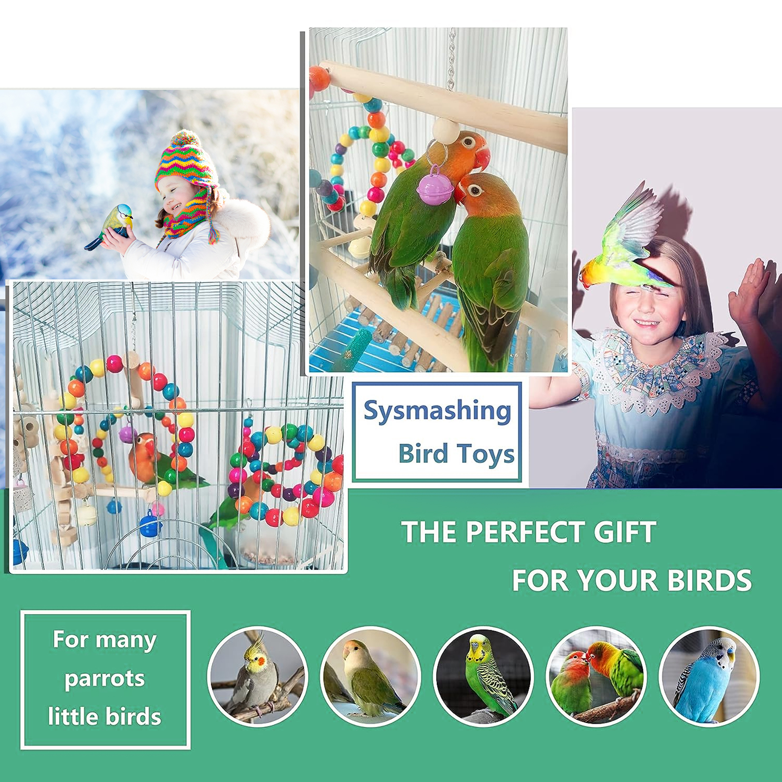 Juego de 16 paquetes de juguetes para loros, variedad de juguetes para jaula de pájaros, accesorios seguros y duraderos, juguetes para pájaros para cacatúas, periquitos