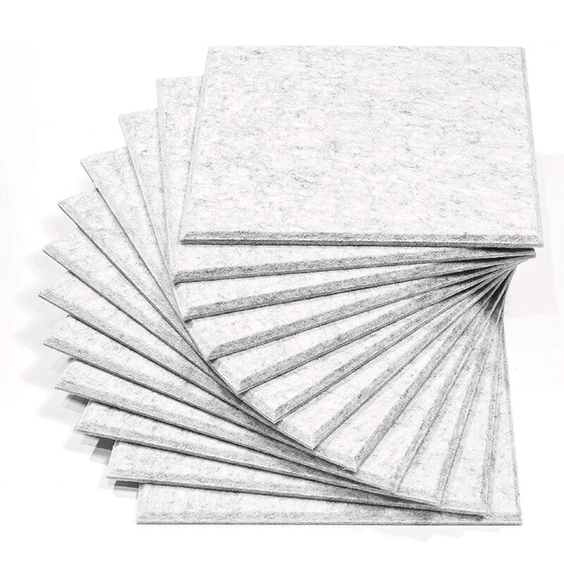 12 Pack Acoustic Panels, 12 x 12 x 0.4 Inches Soundproofing Foam Acoustic Tiles Studio Foam Sound Wedges(Silver Grey): Default Title
