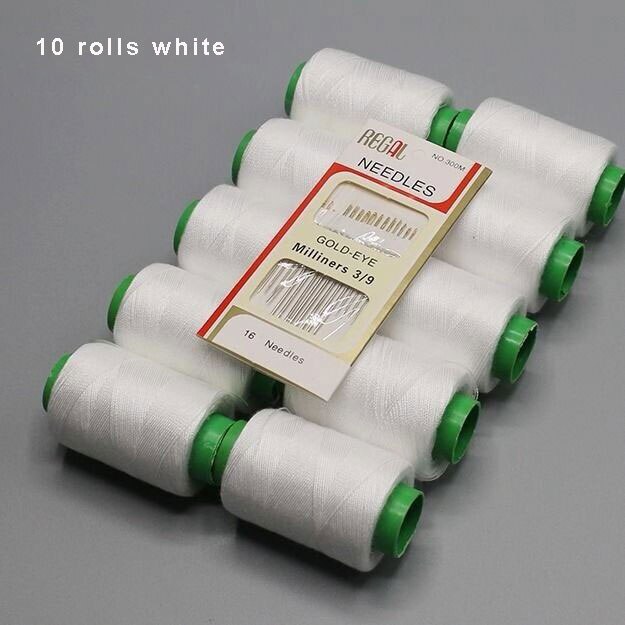 10 Pcs Sewing Thread Polyester Thread Set Strong And Durable Sewing Threads For Hand Machines: White
