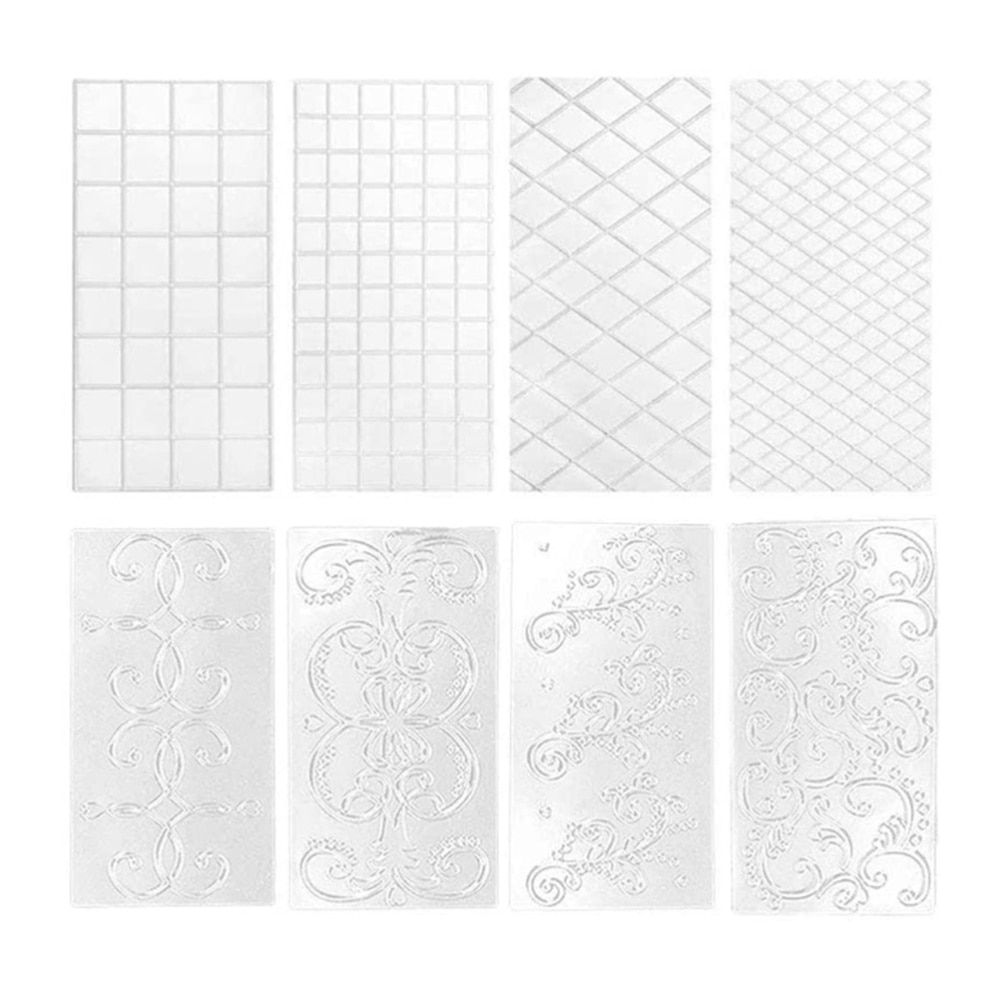 8pcs Cake Printing Template DIY Cake Stencil Template (Transparent)