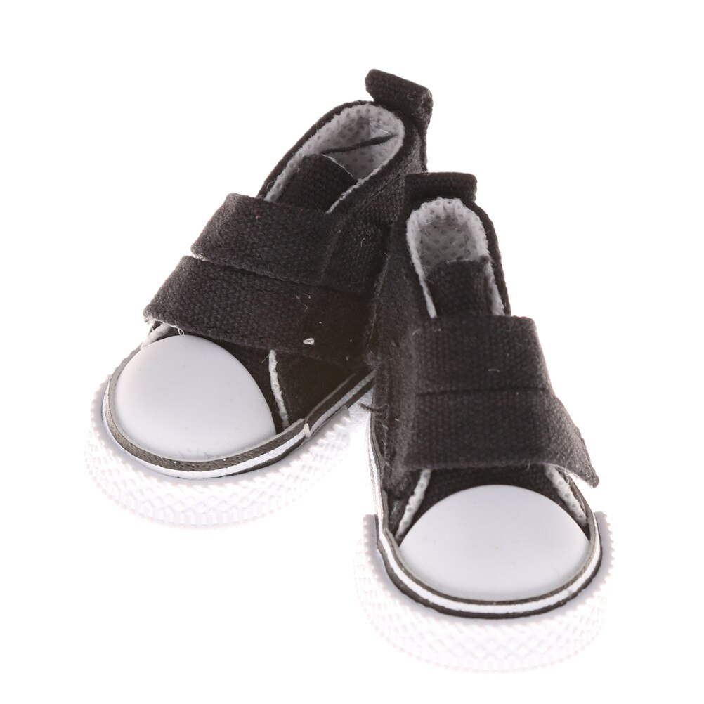 Zapatos de lona surtidos para muñeca, Mini zapatilla de juguete, a la , 6 colores, 5cm, para muñeca rusa: Black