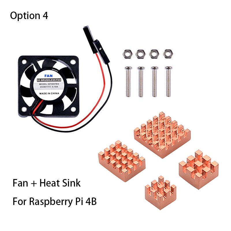 Raspberry Pi 4 Cooling Fan Aluminum Copper Heat Sink 3.3V 5V DC Brushless Cooler Radiators For Rasberry Pi4 Model B 2GB 4GB 8GB: Option 4