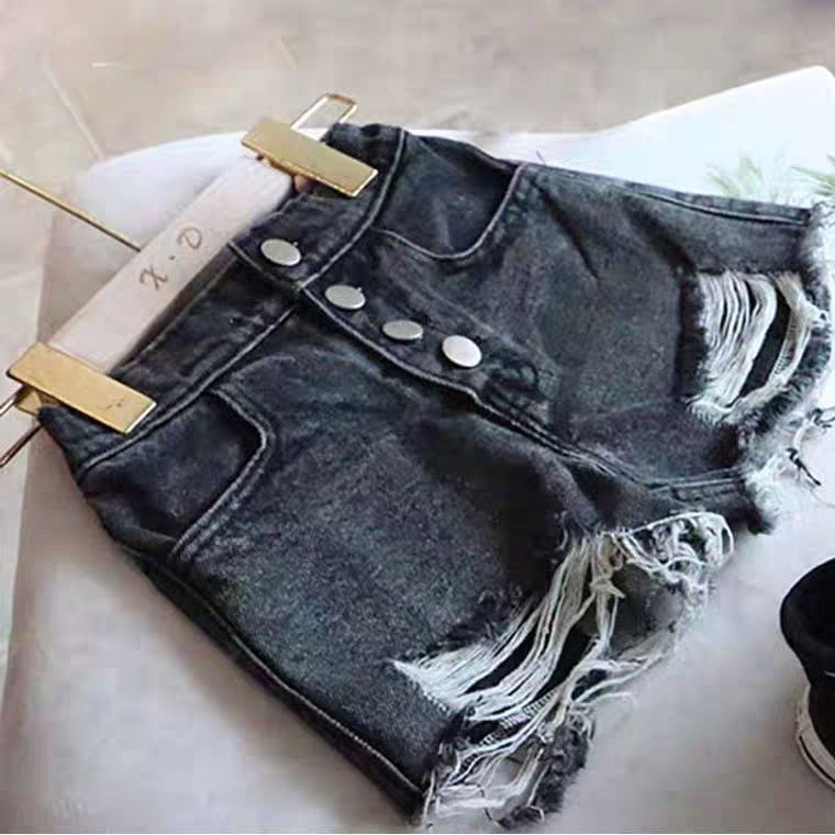 Short en denim pour filles, avec bords rugueux et trous, bas à la , P6042: 2 / 8T