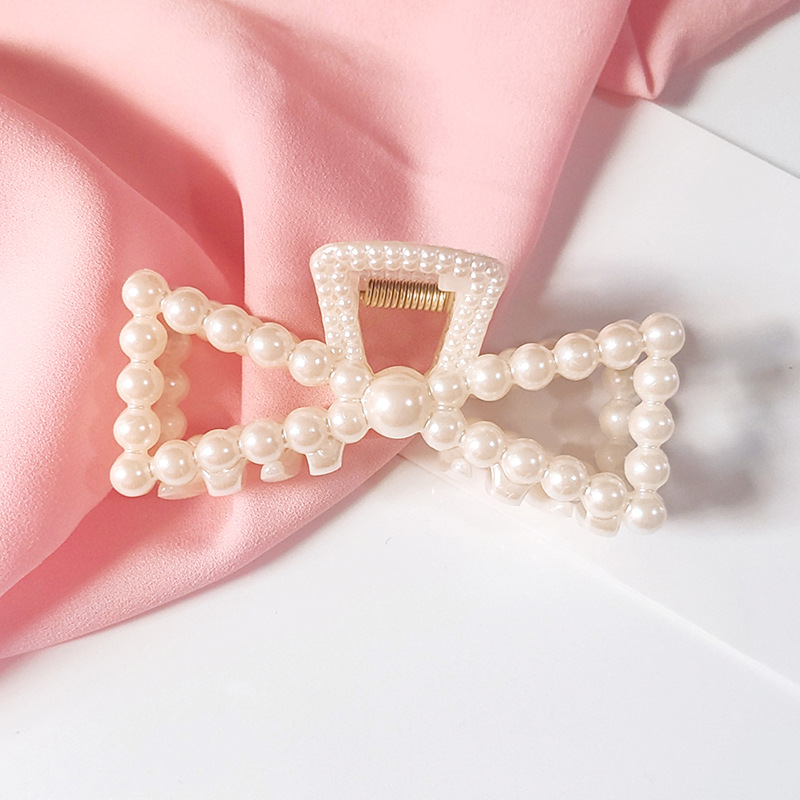 Horquilla geométrica con perlas pequeñas y medianas para mujer y niña, pinzas para el pelo de cangrejo, accesorios para el cabello, novedad de