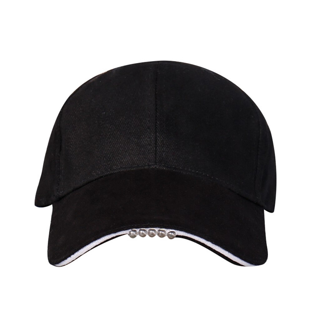 Casquette réglable pour escalade, chapeau à piles, avec lampe de poche, pour pêche, Jogging, Baseball, randonnée: Black