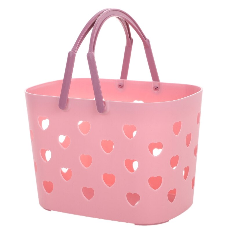 Portable Shower Caddy Tote Heart Shaped Hollow Plastic Storage Basket with Handle Box Organizer Bin for Bathroom Pantry: PK