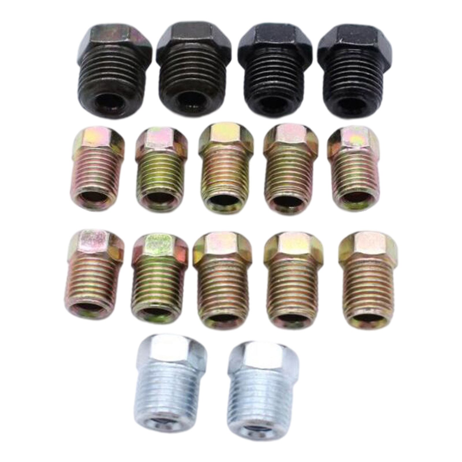 Set of 16 Inverted Flare Tube Nuts 2x 7/16”-24 2x 9/16”-18 Threads Nuts Fit for 3/16 inch Tube Brake Line Systems Accessories