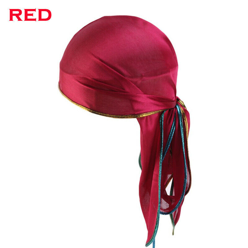 Novedad Unisex hombres mujeres Casual seda satén Bandana sólido turbante accesorios para la cabeza