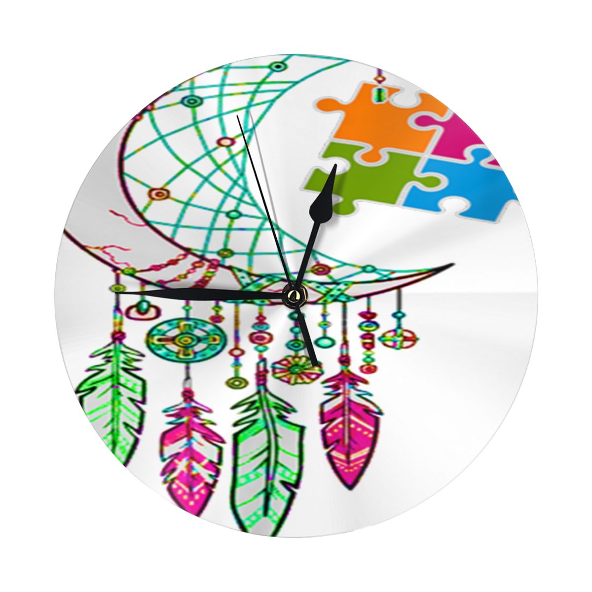 Autism Awareness Dream Catcher Hippie Watches Wall Decor Room Wall Clock Led Table Clock Cuckoo Clock Modern: Default Title