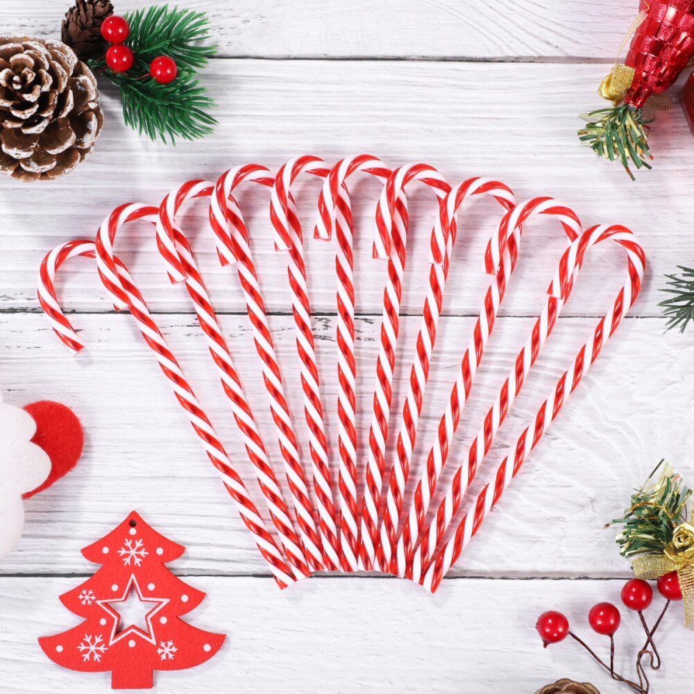 OUNONA 18 Pcs Twinkling Candy Cane Christmas Lawn Stakes Pathway Markers Christmas Tree Decoration (15 cm, Red and