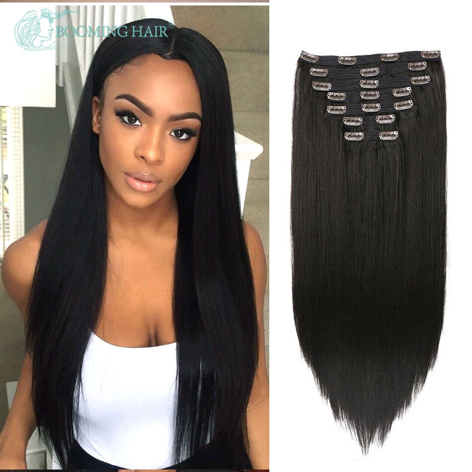 Synthetic Hair Extensions Long Straight 7PCS/Set 24 Inches 20 Clips Long Straight Hair Extension By BOOMING HAIR: #2