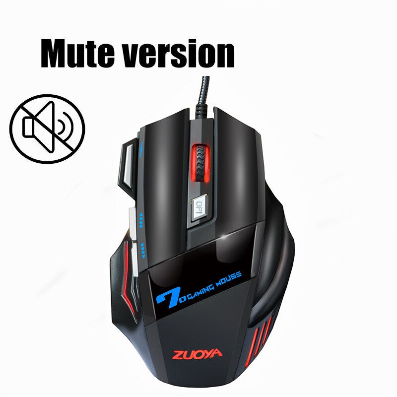 ZUOYA Wired Gaming Mouse 7 Button 5500 DPI LED Optical USB Mouse Mice Game Mouse Silent/sound Mause For PC Computer Pro Gamer: MMR3 Mute black
