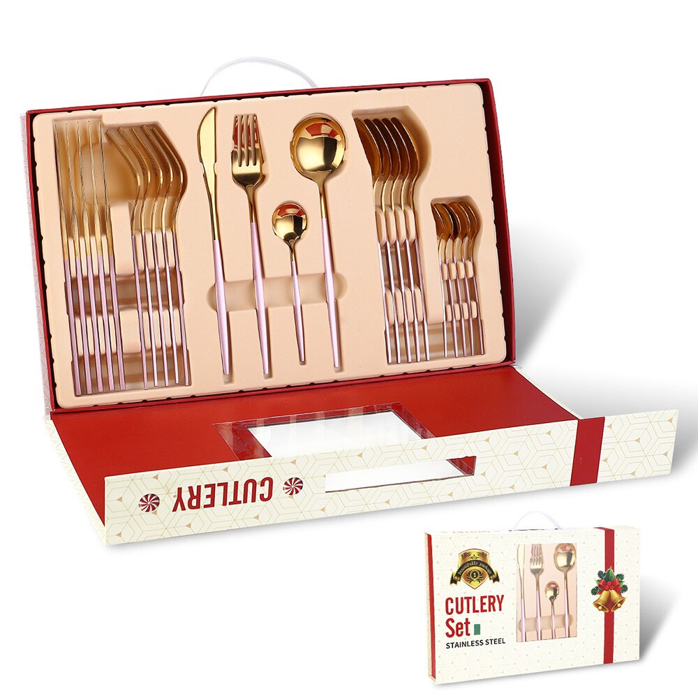 Merry Christmas Cutlery Set 24 Piece Christmas Dinnerware Knife Fork Spoon Set Tableware Christmas Decorations For Home