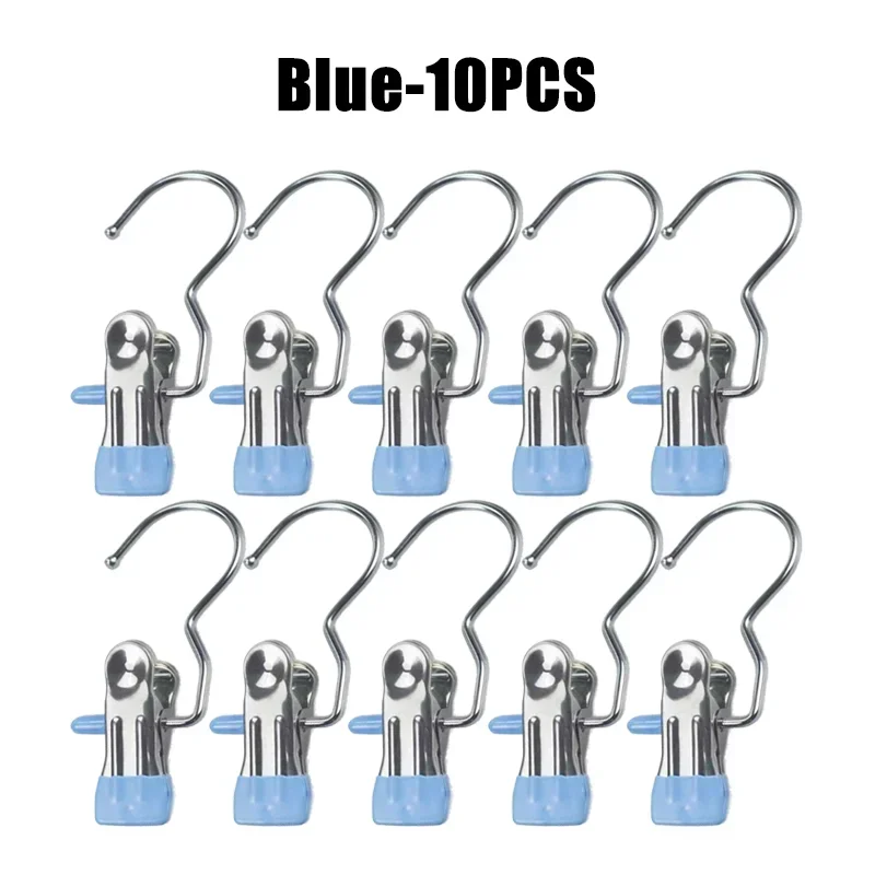 10-100pcs Stainless Steel Clothespins Laundry Clothes Pegs Hook Portable Hanging Clothes Clip Wardrobe Clothes Organizer Hanger: plum
