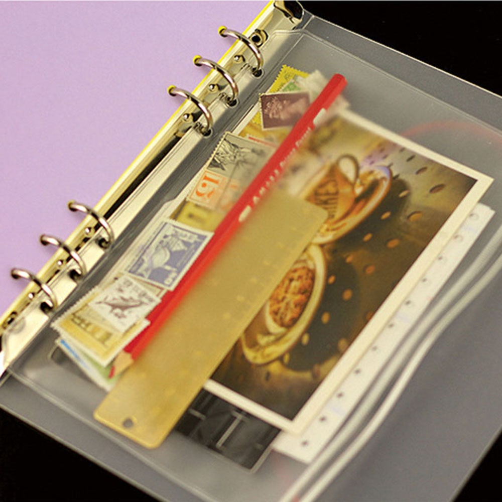 1pc gennemsigtig pvc-opbevaringskortholder  a5 a6 a7 bindere ringe notesbog 6- huls taske konvolut lynlås arkiv tilbehør