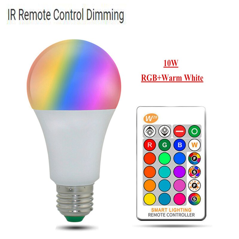 Ampoule intelligente rvb 15W E27 lampe à LED, commande par application Bluetooth, commande à distance IR, 5W, 10W, rgbw ww, 85-265V, pour la maison: IR RGBWW 10W
