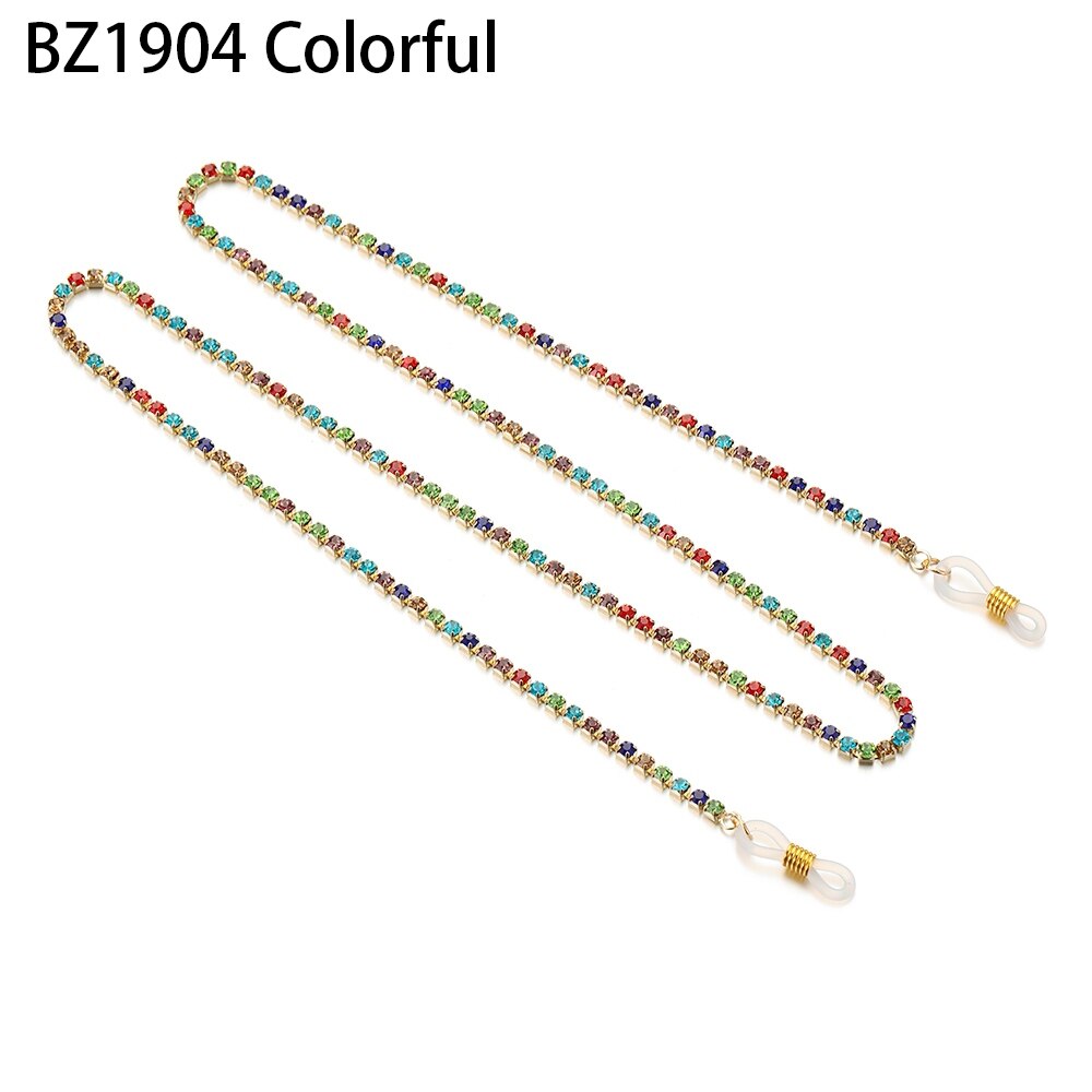 Reading Glasses Chain for Women Metal Sunglasses Cords Beaded Eyeglass Lanyard Hold Straps Eyewear Retainer: BZ1904 Colorful