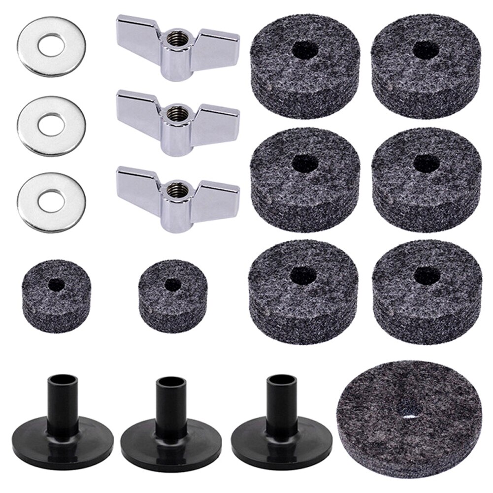 cymbal filt hei-hatt kløtsj filt hei hatt kopp filt cymbal ermer med utgangspunkt vingemuttere cymbal skive til cymbal stabilere: Grå 18 stk