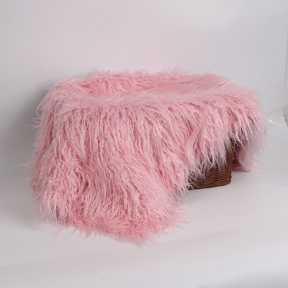 Neugeborenen Hintergrund Faux Pelz Flokati Teppich Decke Kleinkind Studio Schießen Zubehör Baby Fotografie Requisiten Korb Füller Posiert matt: Rosa