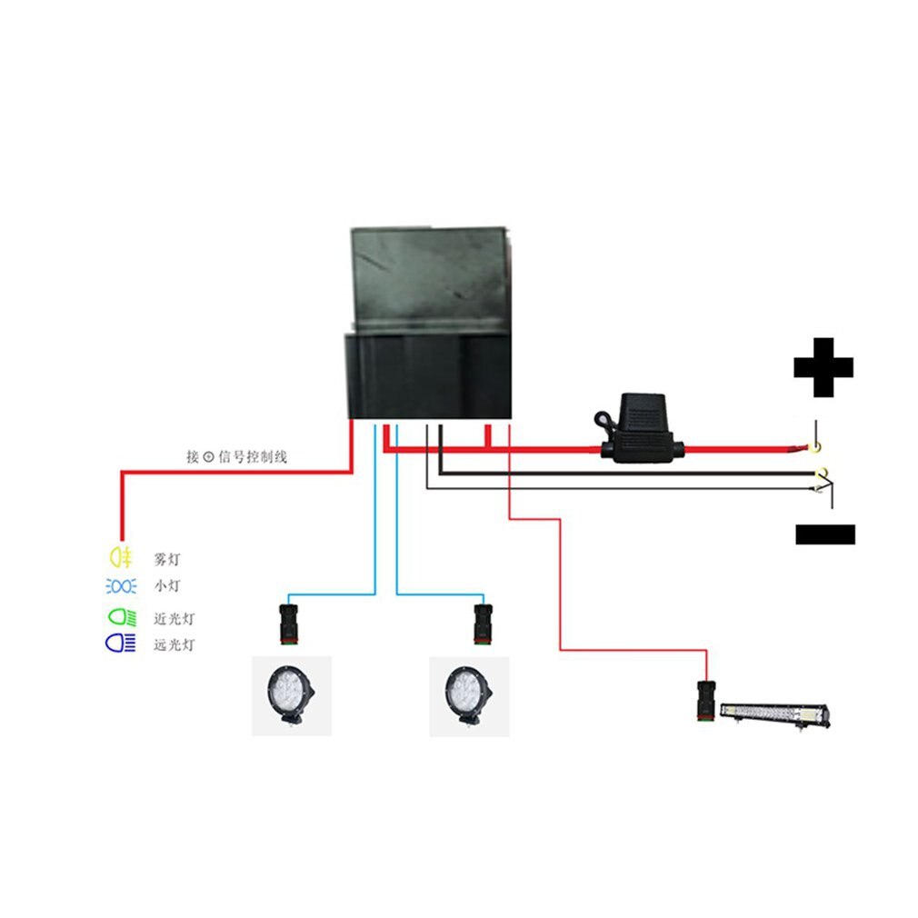 Connecting 3 Car LED Work Light Wiring Harness With DT Connecter Waterproof Universal for Long Strip Light Off-road Spotlights