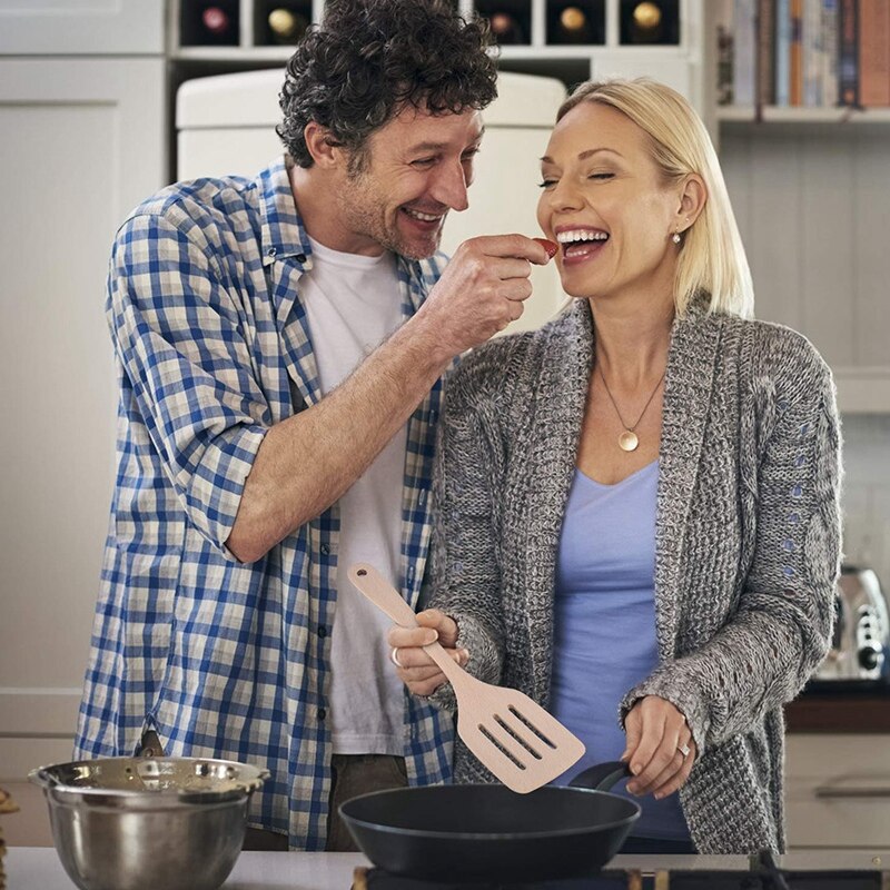 Healthy Cooking Utensils Set,Wooden Kitchen Spatula,Natural Uncoated,and Unglued Cooking Tools,Durable and Safe perfect