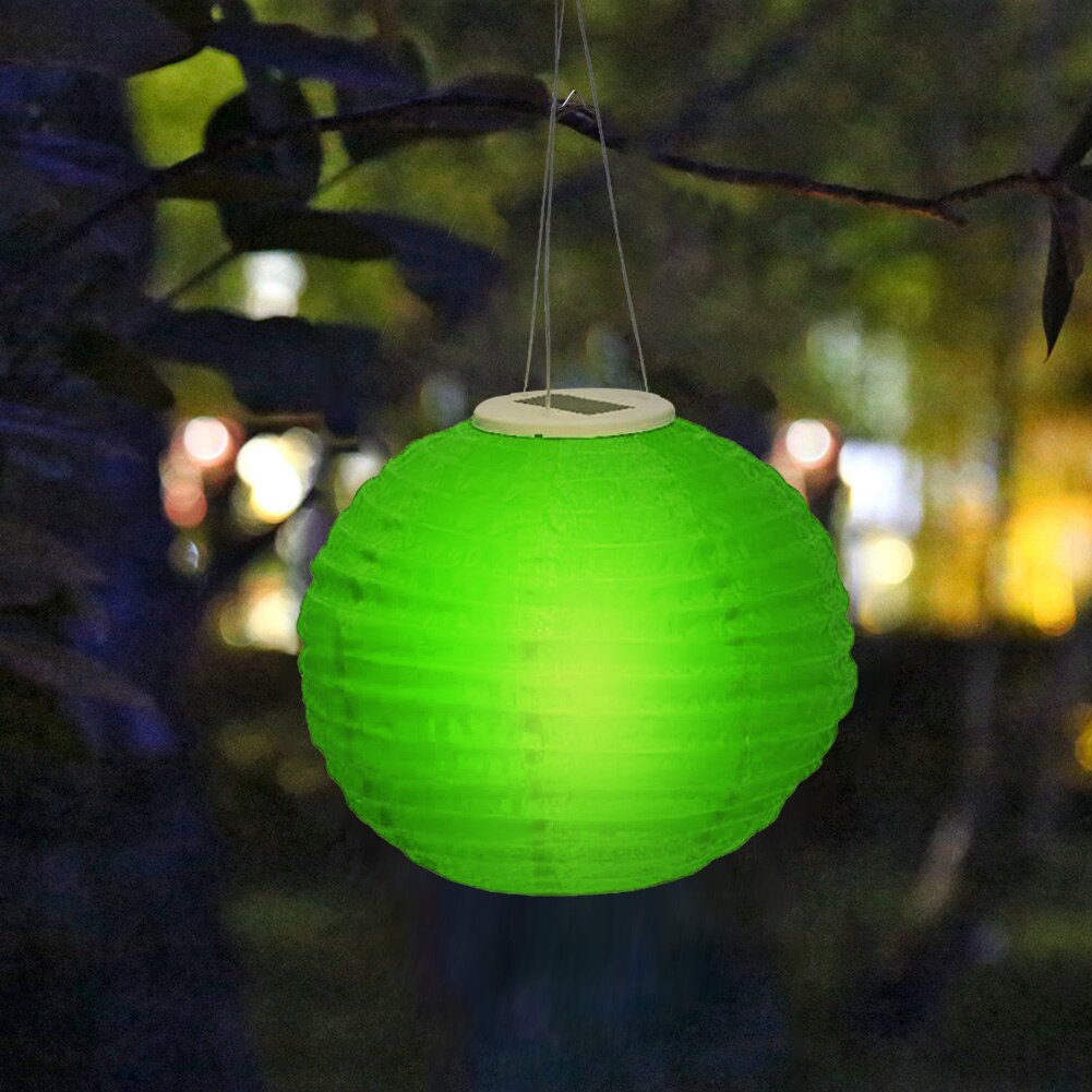 12 inch japanese paper lantern Solar Power Chinese lantern Hanging round lantern for Wedding birthday party decorations: Green