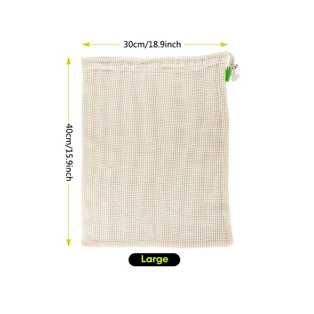 Fruit and vegetable bag Reusable Produce Bags - 100% Organic Cotton Mesh Bags - Eco-Friendly, Bio-degradable Kitchen storage: L