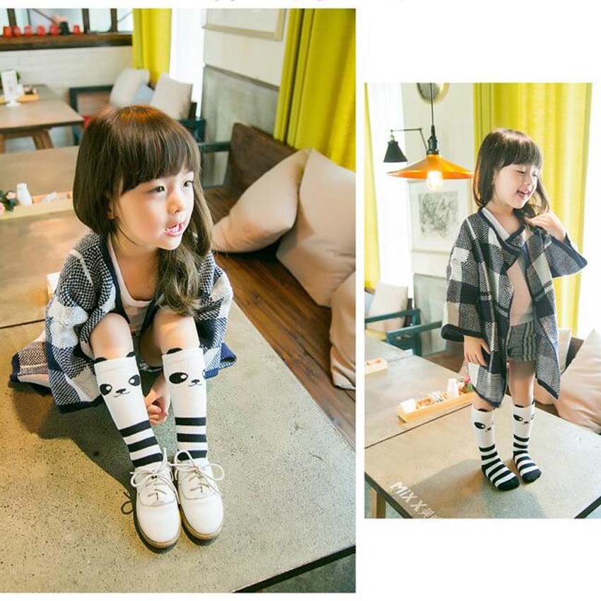 Mädchen Kinder Jungen Socken Lange Für Kinder Nette Baumwolle Knie Hohe Schule Panda Socke Mädchen Frühling Herbst Solide Weiß Schwarz bär Socken