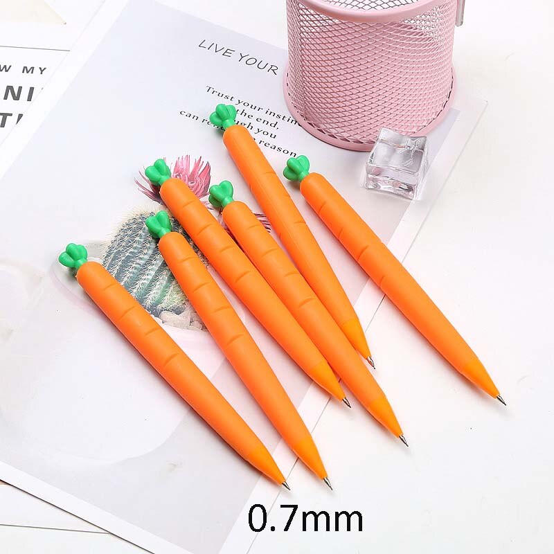 Lápiz mecánico de plátano, Cactus, maíz, zanahoria adorable, automático, dibujo, materiales de escritura para oficina, de papelería, 0,5/0,7mm: carrot 0.7mm