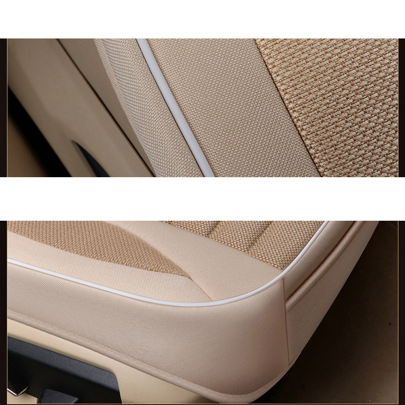 Flax Car Seat Cover Protector Washable Linen Front Seat Cushion Ultra-Luxury Breathable Pad Mat for Interior Truck Suv Van MPV