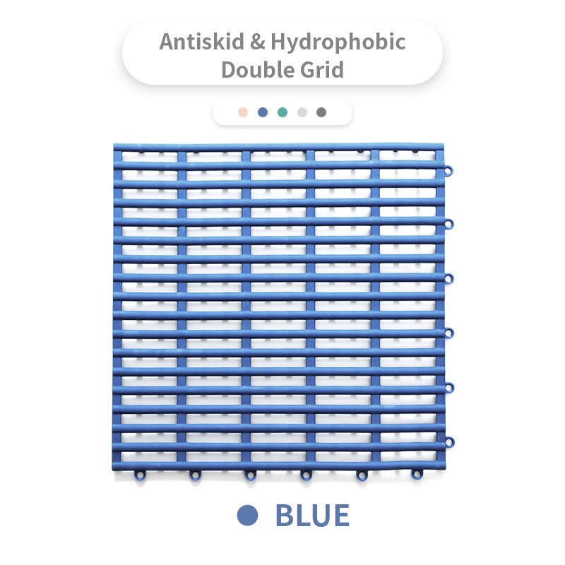 Tapis antidérapant sans goût TPE, pour toilettes, baignoire domestique, salle de bains, creux hydrophobe, tapis de douche Portable: Nordic - Sapphire / 30CMX30CM 4pcs