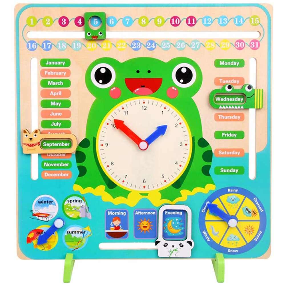 Calendario de madera para niños, tablero, reloj, juguete, educación preescolar, aprendizaje, tiempo cognitivo, temporada, juguete educativo,: Default Title