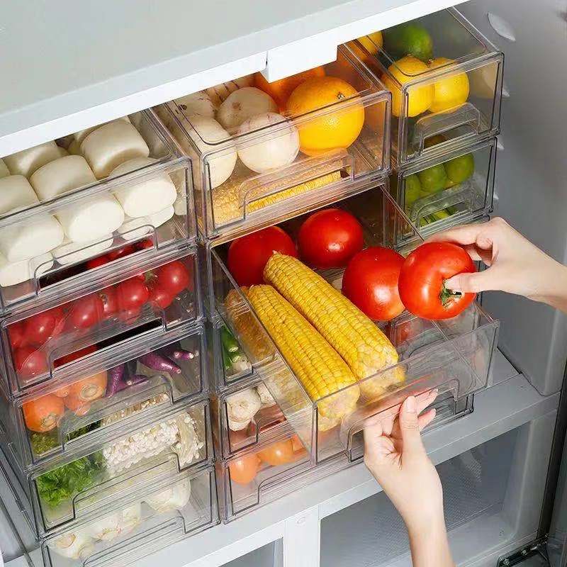 Kitchen Refrigerator Transparent Organizer Compartment Refrigerator Drawer Organizer Large Fruit Storage Bin Kitchen Items