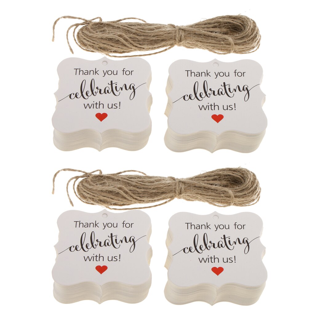 Pakke  of 200 rustikk kraftpapir takkekort tags bryllup baby shower favor
