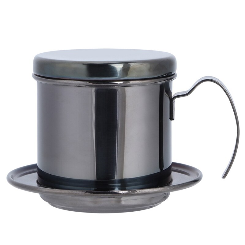 Vietnamese Coffee Pot Stainless Steel Tea Coffee Filter Maker Single Cup Coffee Drip Brewer Kitchen Tools: Black