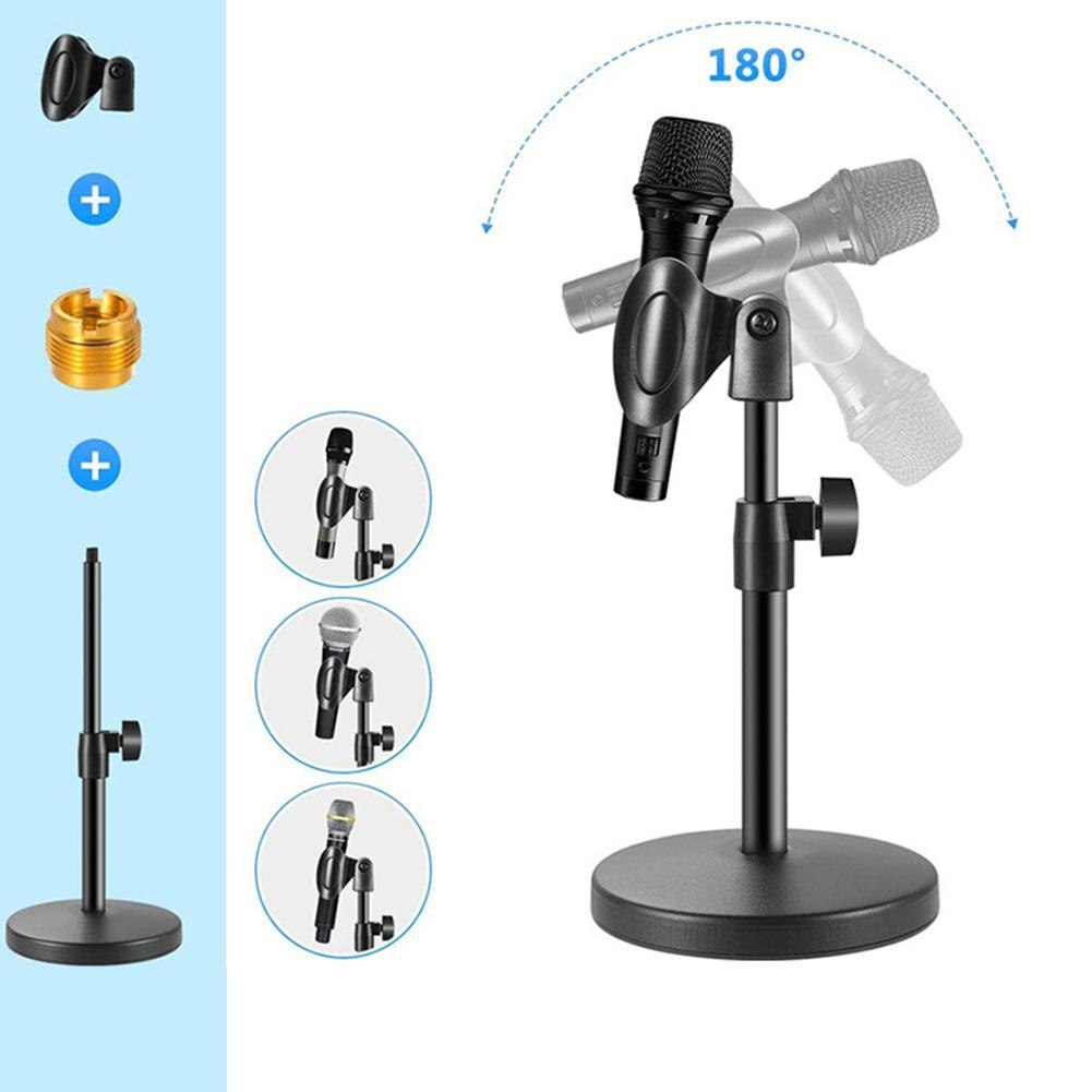 Microphone Stand Cell Phone Holder Phone Clip Mic Clamp Adjustable Table Mic Stand With Base For Conference Speech