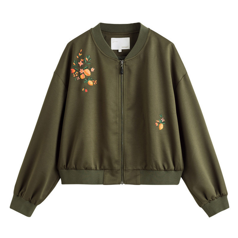 Inman Winter Mode Baseball Kraag Print Dropped Schouder Mouw Rits Wapenrok: S