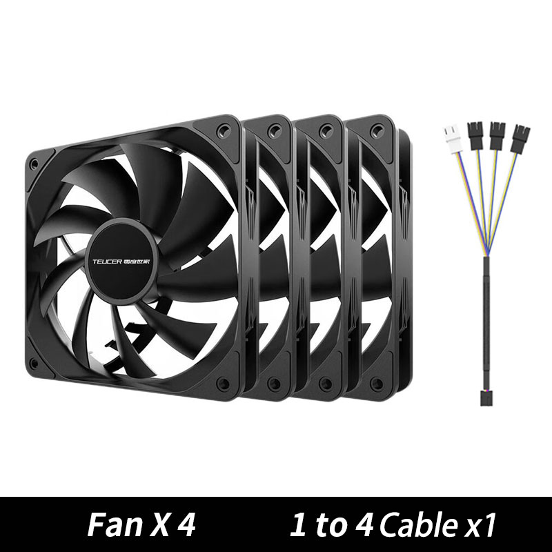 TEUCER B12025 120mm PC Case Fan 4PIN PWM 12CM Fan 1800RPM Computer Cooling Stille Fan: Beige
