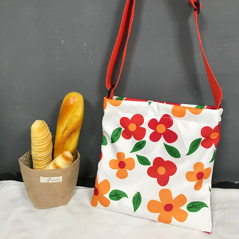 Japonais ins fun mignon fleur impression été sac de toile décontracté Harajuku ulazzng doux grande capacité vintage diagonale sac