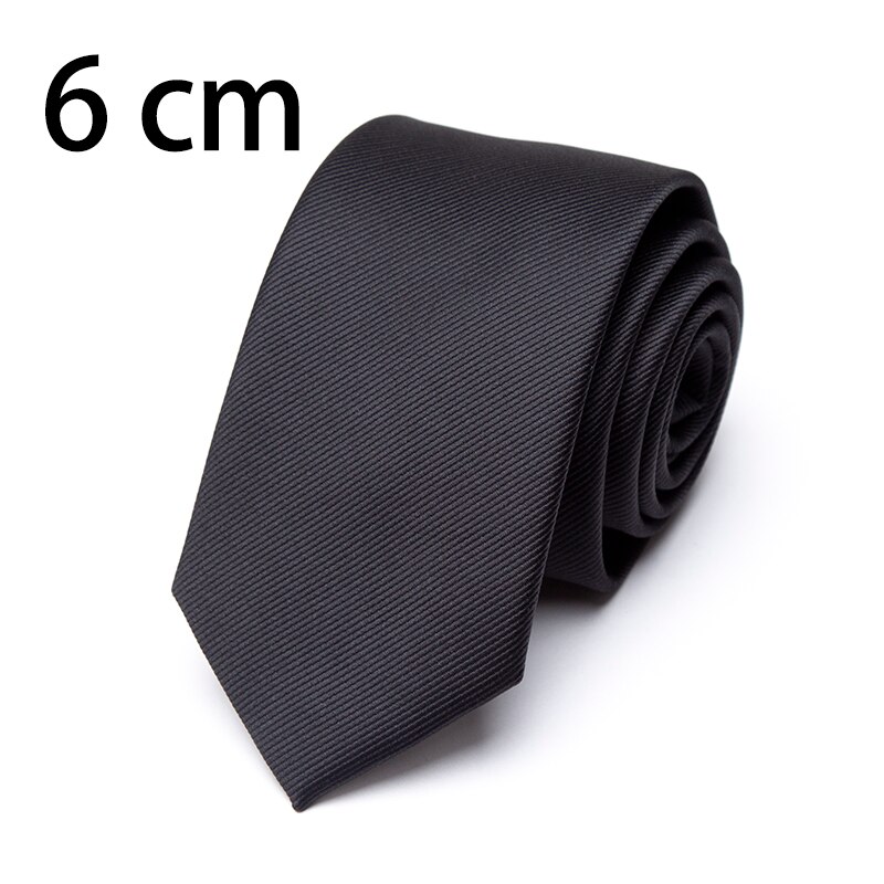 Corbata clásica negra para hombre, corbatas delgadas de 8cm, 7cm, 6cm, accesorios para corbatas, vestido Formal de de boda, sólidos informales, corbata: 6 cm Black