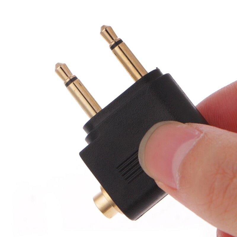 1pc Gold Nickel plated Air Plane 3.5mm Airplane Airline Headphone Mono Audio Converter Travel Jack Plug Splitter Adapter