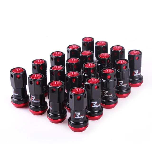 Coole R40 44-mm-Radmuttern M12x1,5/1,25 Rennradmuttern 20 Stück verriegelnde Rennradmuttern + 2 Sätze Sicherheitsschlüssel: M12X1,25 / Rot