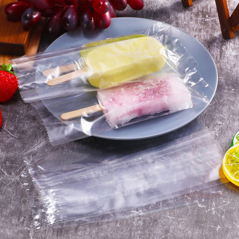 100Pcs/Set Popsicle Bags Disposable Plastic Ice Bags Food Grade Transparent Ice Popsicle Mold Bag Freeze Treat Storage #