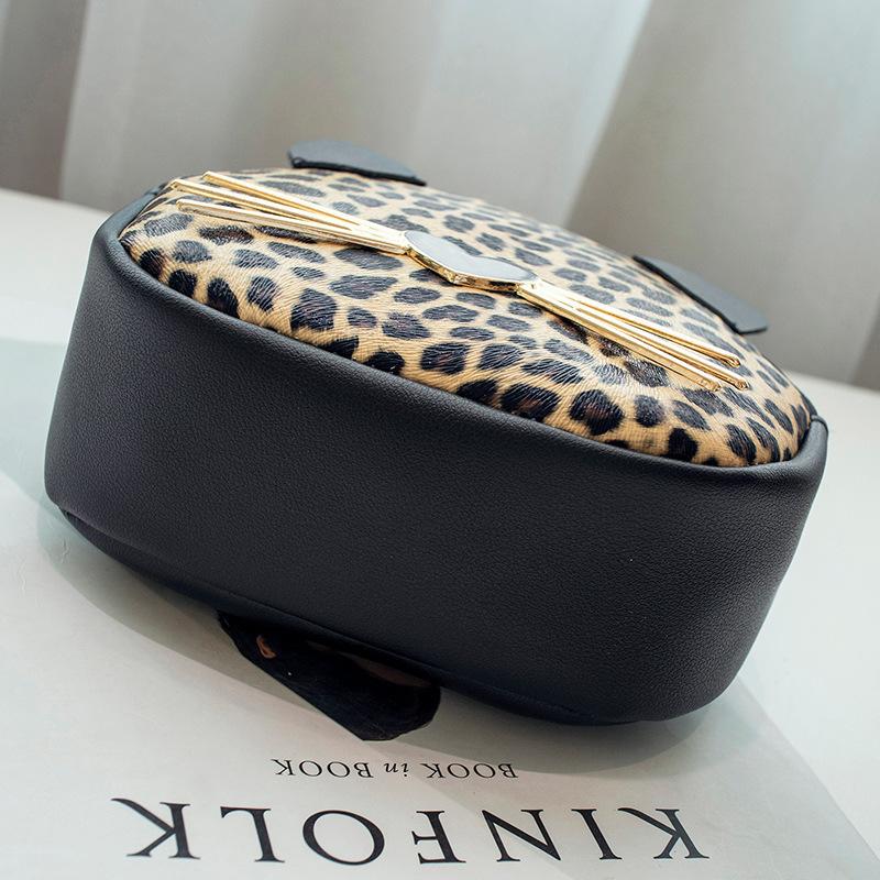Mini rund crossbody taske sød kat leopard med pu læder piges messanger pung bosla kvinder runde skuldertasker
