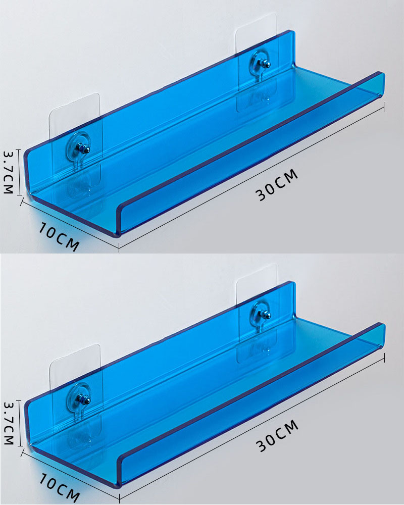 Estante de almacenamiento de acrílico montado en la pared para baño, organizador de cocina, estantes de exhibición, estante de pared decorativo sin perforaciones: Multicolor