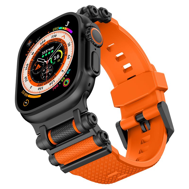 Urrem til apple watch ultra 2 remme 49 46 45 44 42mm holdbart metalstikrem til iwatch  s10 9 8 7 tpu sportarmbånd: Xxl / Rød sort
