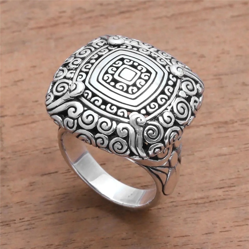 FDLK Retro Style Women Ring Zinc Alloy To Create A Palace Pattern Ring Wedding Party Jewelry: 11