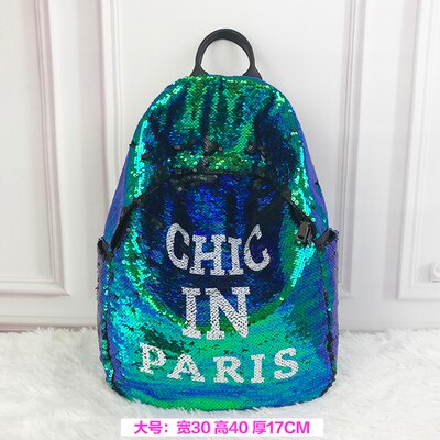 SHEE-mochila de lentejuelas brillantes con personalidad para mujer, mochila escolar para chica, bolsas de viaje de gran capacidad, bolsas de , mochila brillante: Verde / 12 pulgadas